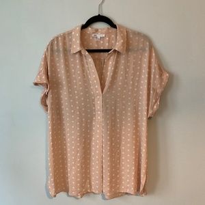 Pastel Pink Short Sleeve Polka Dot Tunic Top